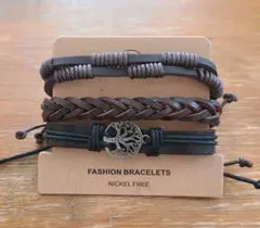 レザー風ブレスレット3本セット