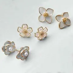 ピアス 3点セット ゴールド フラワーピアス 花 パール ゴールドピアス 小さめ