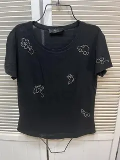 Utoo Collection ラインストーン 半袖Tシャツ ブラック