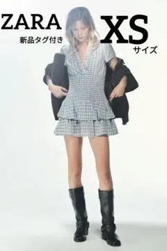 極美品✦ZARA 羊革100% 変形襟レザーミニワンピース Y2K グランジ 