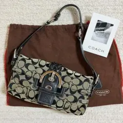 【美品】COACH シグネチャー ミニハンドバッグ 黒