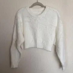 ショート丈フェザーニットプルオーバー[kz119] アイボリー