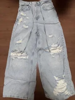 ZARA ダメージバギーデニム