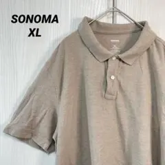 SONOMA ソノマ 無地 ポロシャツ 襟ボタン 半袖 XL 茶 綿 カジュアルのサムネイル