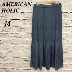 アメリカンホリック 【M】 マジョリカプリーツスカート ウエスト紐調整可 ブルー