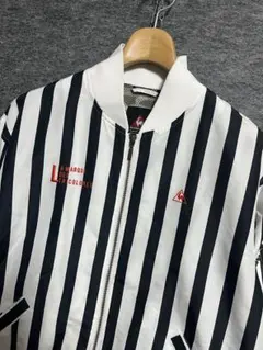 綺麗 ルコックスポルティブ ゴルフ ストライプ ジップアップジャケット白×黒LL