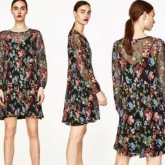 花柄刺繍 ワンピース ZARA