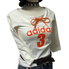希少 00s adidas リボン ロンT 平成ギャル y2k スポーツMIX