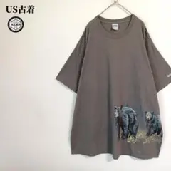 GILDAN　Tシャツ　US古着　USA直輸入　アニマルプリント　クマ　2XL