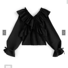 GRL グレイル ドビーストライプ柄クロスフリルリボンブラウス[fo1942]