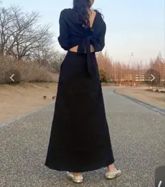 Ungrid アングリッド　バックリボンワンピース Sブラック　黒ワンピース