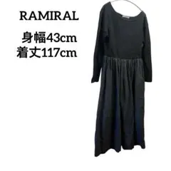 希少✨️RAMIRAL 【FREE】黒 長袖ロングワンピース ブラック おしゃれ