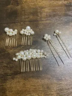 パール　ヘアアクセサリー　ヘアピンセット 5本　髪飾り 結婚式などに⭐︎