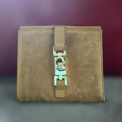 GUCCI ジャッキー 二つ折り財布 スエード ベージュのサムネイル