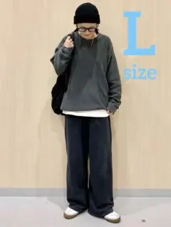 完売品　GU ウォッシュドクルーネックセーター　リブニット　ゆったり　グレー