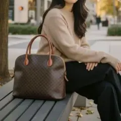 ✨CELINE✨ マカダム ハンドバッグブラウン セリーヌ A4収納