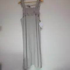 しまむら グレー フリル付きロングワンピース