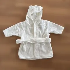 ホワイト ベビーバスローブ フード付き