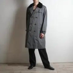 vintage ファー襟トレンチコート ボアライナー付き グレー/RW417