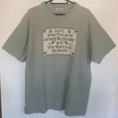 Hanes 刺繍入り Tシャツ Lサイズ オリーブグリーン
