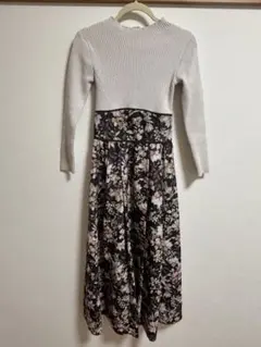 MERCURYDUO ニットドッキングギャザーフレアワンピース