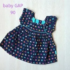 90cm♥baby GAP ブラウス チュニック トップス 花柄 ネイビー