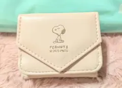 スヌーピー 三つ折財布 ミニ　ピンクベージュ