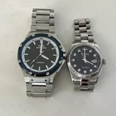 【週末限定値下】TECHNOS 腕時計　メンズ　2点セット　カーボン　シルバーのサムネイル