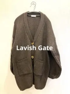 ラビッシュゲート ダークブラウンリブ編みニットカーディガン　セーター