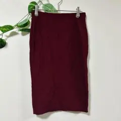 リブ編み バーガンディ タイトスカート ワインレッド FOREVER21 Mのサムネイル