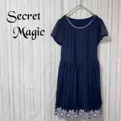 【シークレットマジック】 半袖 ワンピース チュール レース 裾刺繍 サイズ2のサムネイル