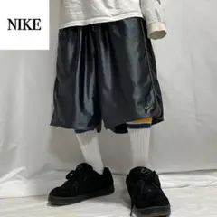 00s NIKE リバーシブル ジャージ バギーパンツ ショーツ シルバー 極太