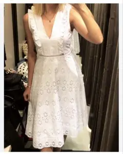 zara コットンレース　ワンピース