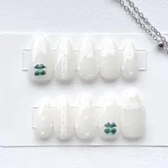 ネイルチップ 韓国 ワンホン ドット クローバー 水玉 レース ウィッシュコア