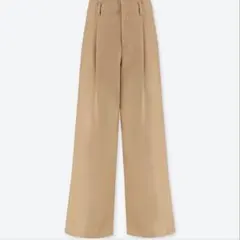 UNIQLO ハイウェスト チノワイドパンツ ブラウンベージュM〜L
