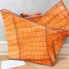 Chloe クロエ フレア オリガミ クラッチバッグ クロコ型押し オレンジのサムネイル