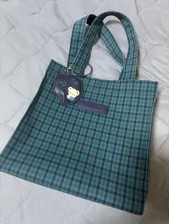 ファミリア familiar トートバッグ 青系チェックのサムネイル