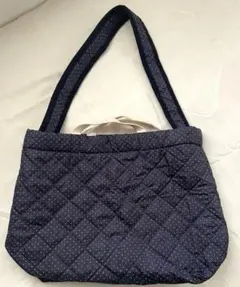 LAVENHAM ラベンハム キルティング バッグ ドット柄 ネイビー 2way