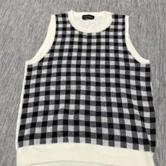 チェック柄 ノースリーブニットベスト
