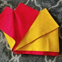赤と黄色の花紋刺繍 両表帯