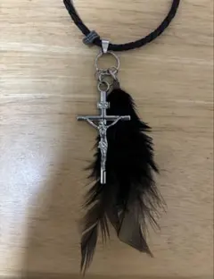 十字架ネックレス フェザーネックレス グランジ y2k モード 平成 お兄系