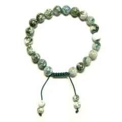逞しく生きる力と、大自然の強いパワー！苔入り瑪瑙紐式８ｍｍブレス