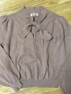 BYEBYE ボウタイ リボン ニット ベージュ