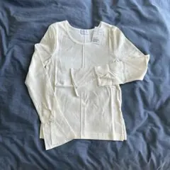 ホワイトリブ編み長袖カットソー新品タグ付き