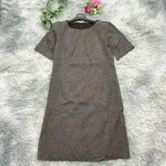 【ニューヨーカー】半袖 ひざ丈ワンピース (11AR) ブラウン