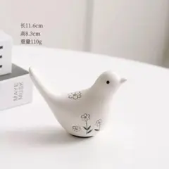 小鳥 置物 インテリア 雑貨 花柄 オブジェ 北欧風 セラミック素材 ホワイト