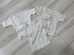 短肌着　3枚組　50-60 白無地2枚、ハート柄1枚