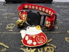 ファッショントレンド 美しい赤色 夜光 財を招く猫 ペット 首輪