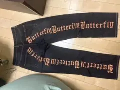 STUGAZI デニムパンツ バタフライ刺繍 ブラックのサムネイル