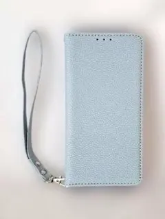 【新品】手帳型ライトブルーiPhoneケース ストラップ付き